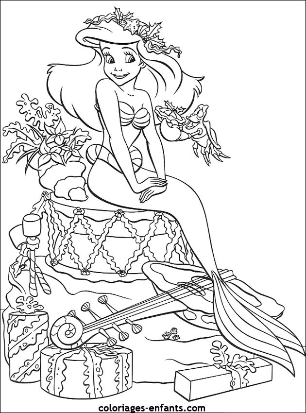 Coloriage La Petite Sirène Disney dessin gratuit à imprimer