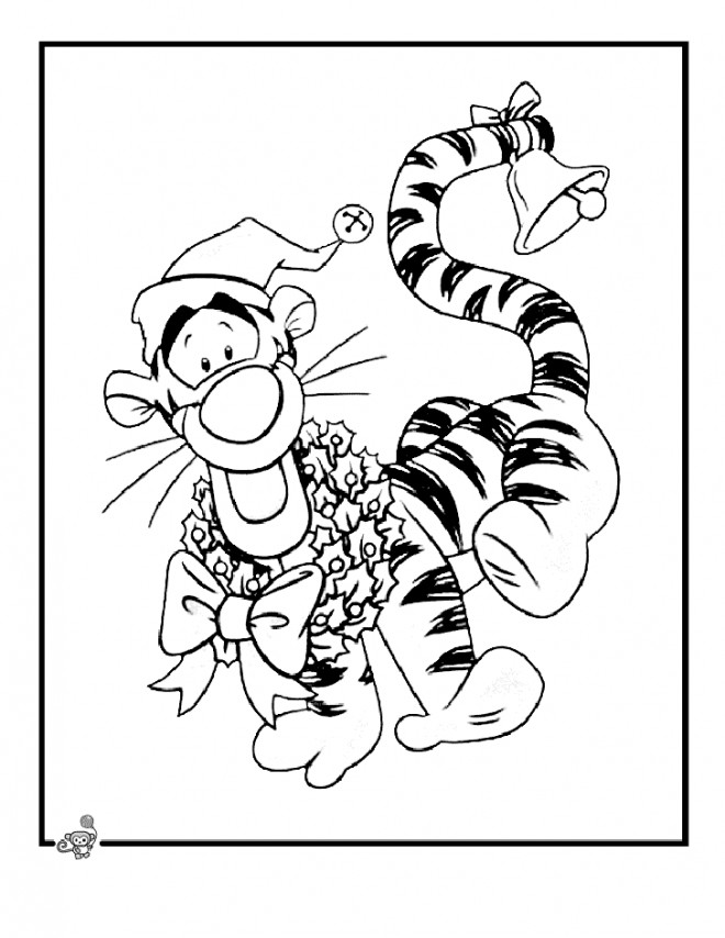 Coloriage et dessins gratuits Le Tigre rigolo célèbre le Noel à imprimer