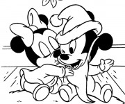 Coloriage et dessins gratuit Les Petits de Mickey Noel à imprimer