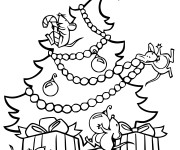 Coloriage Les souris sur Le Sapin de Noel  vecteur