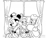 Coloriage Mickey et Daisy Portent les vêtements de Noel