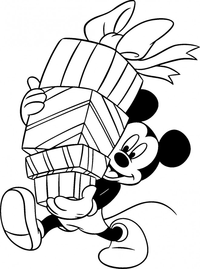 Coloriage et dessins gratuits Mickey et ses cadeaux Disney à imprimer