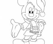 Coloriage Mickey Mouse son foulard et sa tuque de Noël