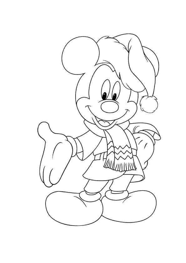 Coloriage et dessins gratuits Mickey Mouse son foulard et sa tuque de Noël à imprimer