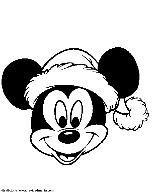 Coloriage et dessins gratuits Mickey Mouse tout heureux en Noel à imprimer