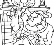 Coloriage Winnie à la Maison Noel