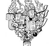 Coloriage et dessins gratuit Boite des merveilles style Doddle à imprimer