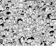 Coloriage De milliers de visages Doodle