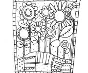 Coloriage et dessins gratuit Des fleurs style Doddle à imprimer