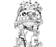 Coloriage et dessins gratuit Des monstres sur le robot Doddle à imprimer