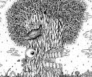 Coloriage Doodle arbre &eacute;trange