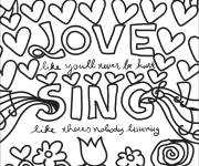 Coloriage Doodle Danser, aimer, chanter, vivre