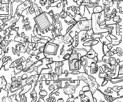 Coloriage Doodle de la technologie