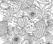 Coloriage Fruit Doodle art abstrait