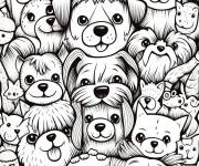 Coloriage Illustration Doodle de chiens