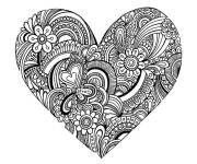 Coloriage et dessins gratuit Joli coeur fleur style Doddle Art à imprimer