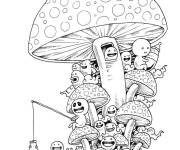 Coloriage et dessins gratuit Les habitants de champignon Doddle à imprimer