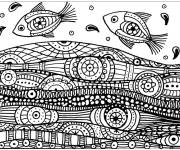 Coloriage Mer et poissons en art extraterrestres