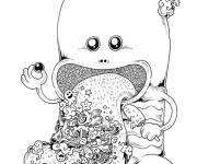 Coloriage et dessins gratuit Monstre rigolo style Doddle art à imprimer