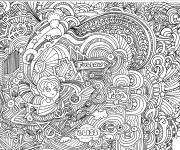 Coloriage Paysage de Doodle de bonheur