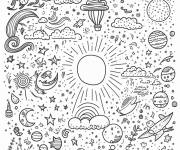 Coloriage Paysage de l'espace Doocle