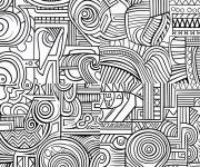 Coloriage Paysage Doodle en forme g&eacute;om&eacute;trique