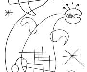 Coloriage et dessins gratuit paysages fantastiques de Miro Doodle à imprimer