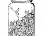 Coloriage Pot des monstres style Doddle