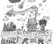 Coloriage Village DOODLE