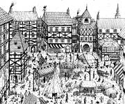 Coloriage Village m&eacute;di&eacute;val style Doodle