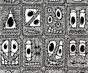 Coloriage Visages compress&eacute;s Doodle