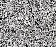 Coloriage Visages des monstres Doodle