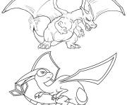 Coloriage et dessins gratuit Charizard et le combat des Pokémons à imprimer
