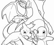 Coloriage Charmander, Charmeleon et Dracaufeu Evolution