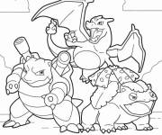 Coloriage Dracaufeu avec Blastoise et Venusaur