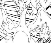 Coloriage Dracaufeu crache du feu