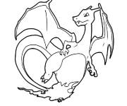 Coloriage Dracaufeu dans le ciel