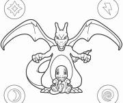 Coloriage Dracaufeu debout derri&egrave;re Charmander