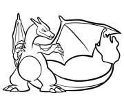 Coloriage Dracaufeu d&eacute;ploie ses ailes