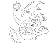 Coloriage Dracaufeu en attaquant &agrave; dessiner