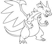 Coloriage Dracaufeu lance son attaque de feu