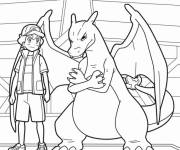Coloriage Dracaufeu, le Pok&eacute;mon d'Ash