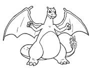Coloriage Dracaufeu montrant sa force