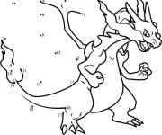 Coloriage Dracaufeu num&eacute;rot&eacute; &agrave; compl&eacute;ter