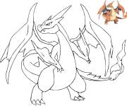 Coloriage et dessins gratuit Dracaufeu Pok&eacute;mon Y avec mod&egrave;le à imprimer