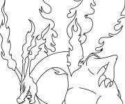 Coloriage Dracaufeu totalement en feu