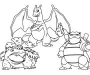 Coloriage L'alliance de Dracaufeu avec les Pokémons