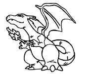 Coloriage Petit Charizard en noir et blanc