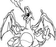 Coloriage Pok&eacute;mon Dracaufeu au crayon