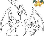 Coloriage et dessins gratuit Pokémon Dracaufeu avec un modèle à imprimer